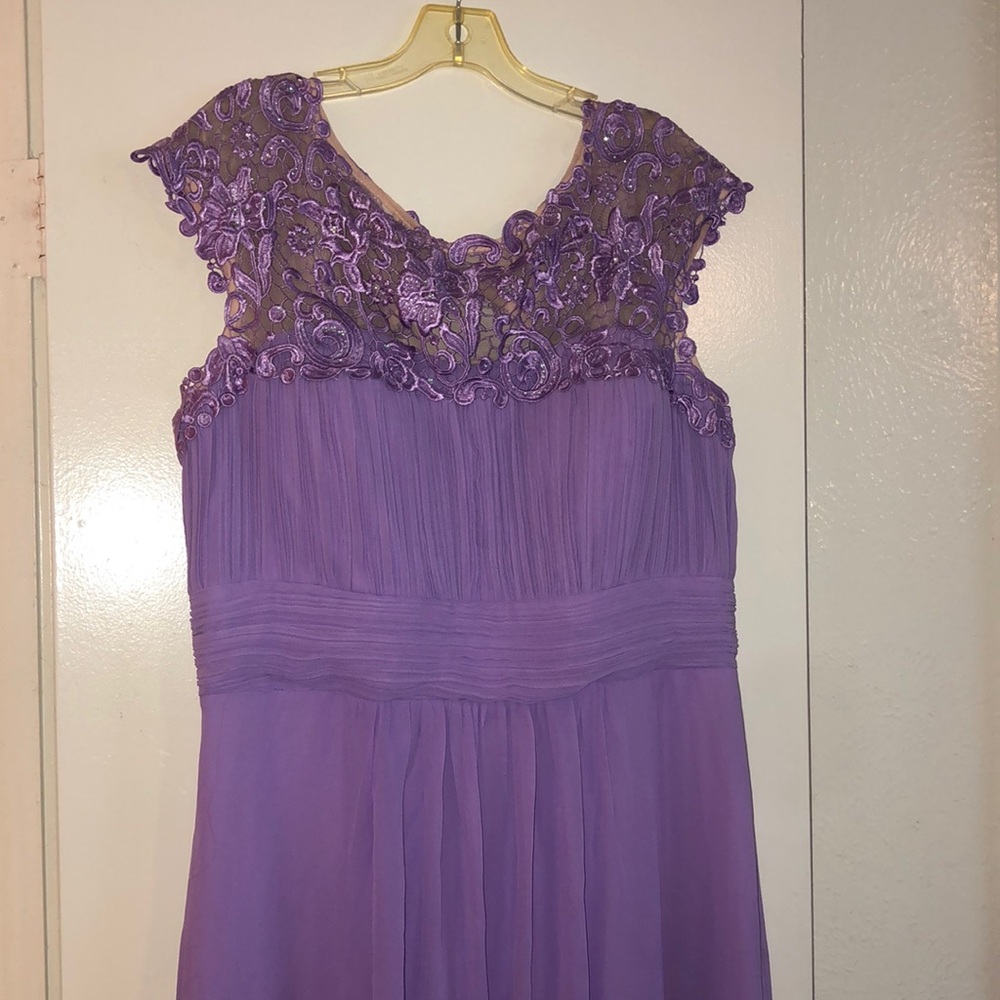 Purple Lace Topped Bridesmaid Dress